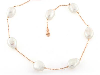 Girocollo in Oro Rosa con Perle Bianche