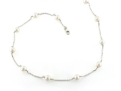 Collana Oro Bianco e Perle Acqua Dolce