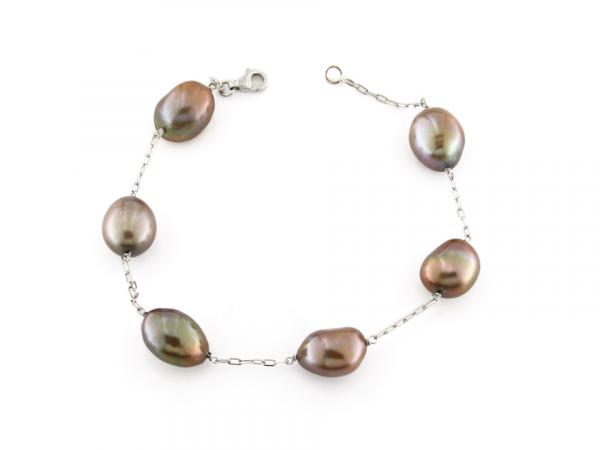 CF00907 - Bracciale Oro Bianco con Perle Chocolate