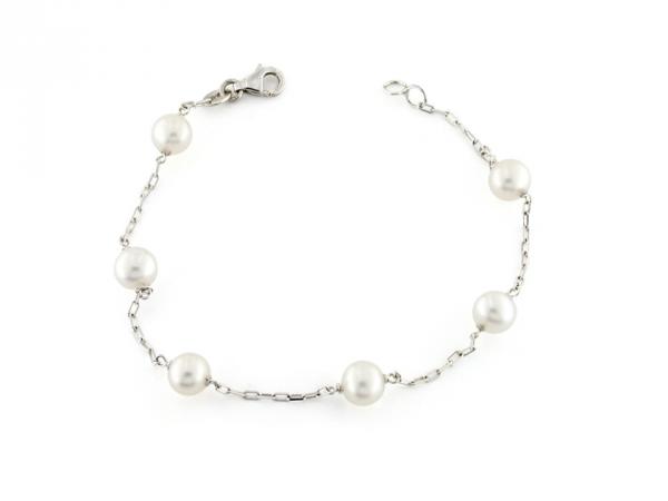 CF00908 - Bracciale Oro e Perle Bianche ø 6-7 mm