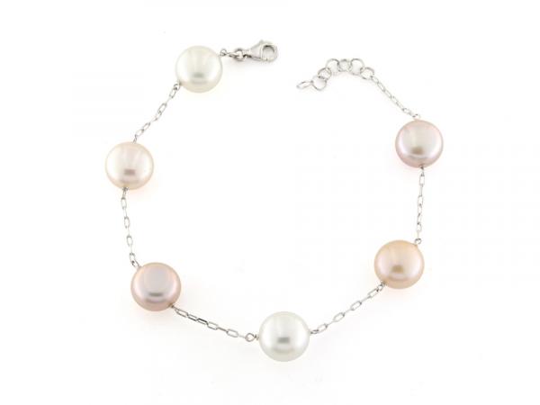 CF00909 - Bracciale in Oro Bianco e Perle Colorate
