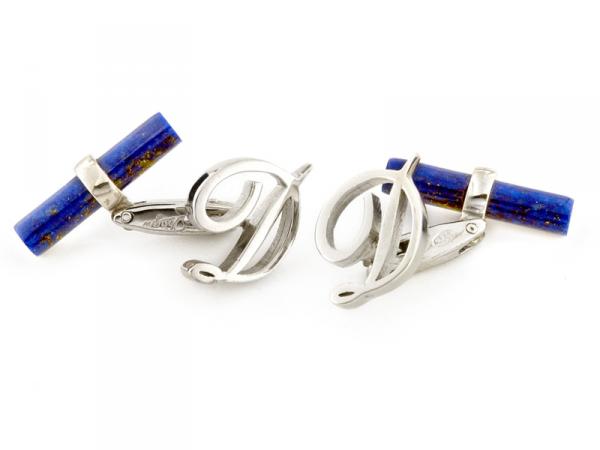 CF00969-D - Gemelli Lapislazzuli Lettera D Argento