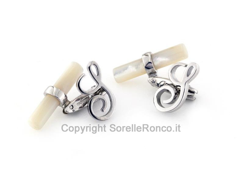 GEMELLI MADREPERLA LETTERA S IN ARGENTO