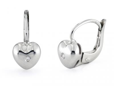 Orecchini Cuore con Diamanti 0.04 Ct