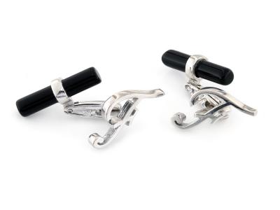 Gemelli con Onice e Lettera F in Argento