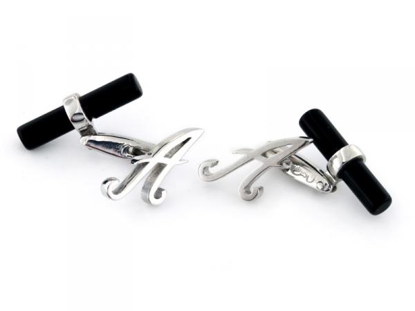 CF00912-A - Gemelli con Onice e Lettera A in Argento