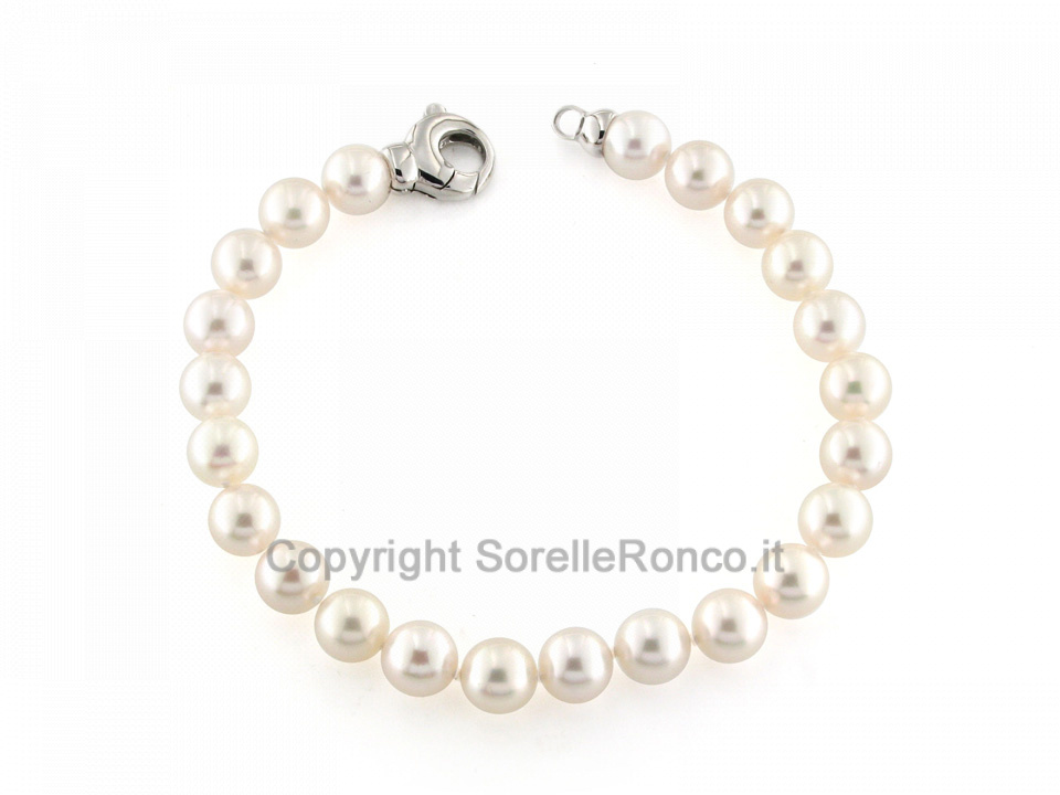 CF00921 - Bracciale di Perle Akoya e Oro Bianco 7-7.5mm