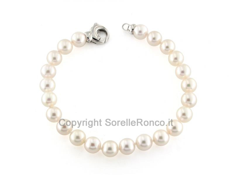 BRACCIALE DI PERLE AKOYA E ORO BIANCO 7-7.5MM