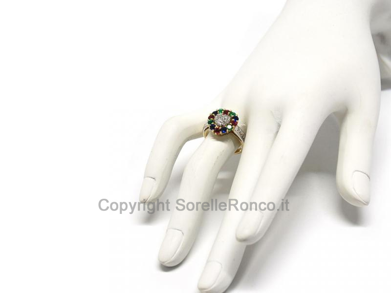 ANELLO ORO DIAMANTI E PIETRE PREZIOSE
