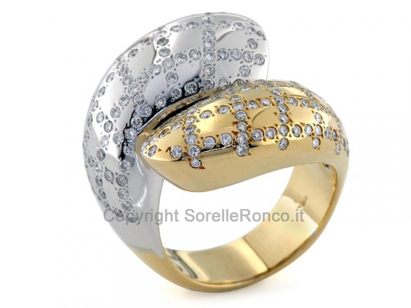 ANELLO BICOLORE ORO CON DIAMANTI 1.28 CT