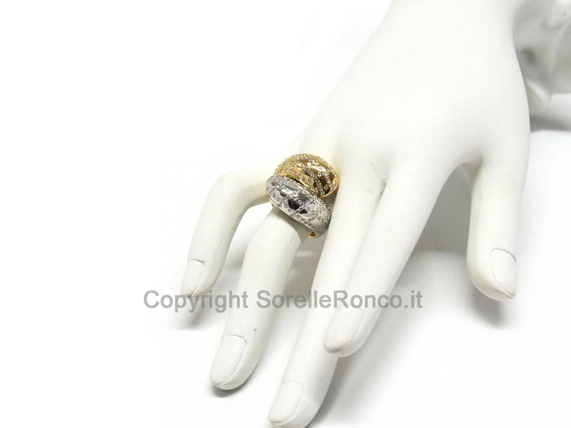 ANELLO BICOLORE ORO CON DIAMANTI 1.28 CT