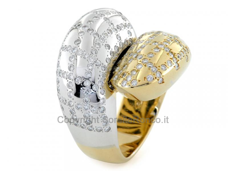 ANELLO BICOLORE ORO CON DIAMANTI 1.28 CT
