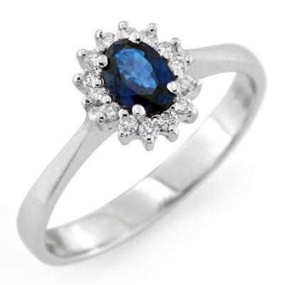 Anello Oro Bianco Diamanti e Zaffiro 0.50-0.60 Ct 