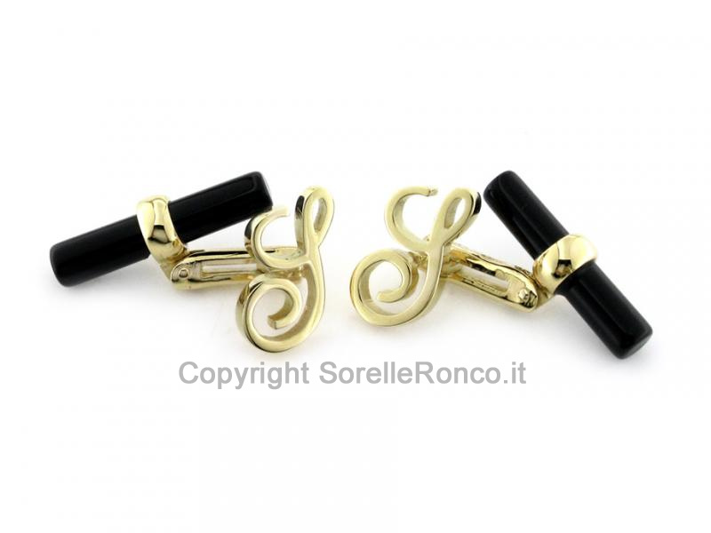 GEMELLI CON ONICE E LETTERA S BIG IN ORO