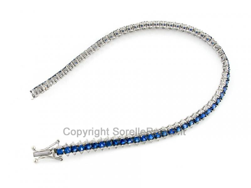 BRACCIALE TENNIS ORO DIAMANTI E ZAFFIRI