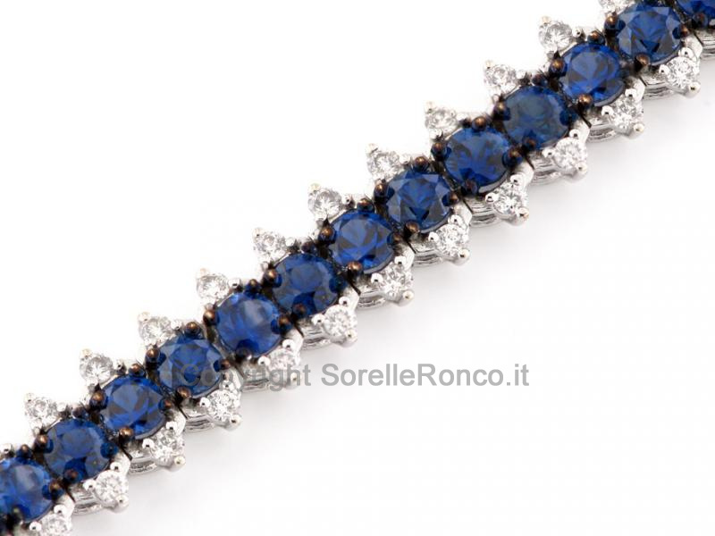 BRACCIALE TENNIS ORO DIAMANTI E ZAFFIRI