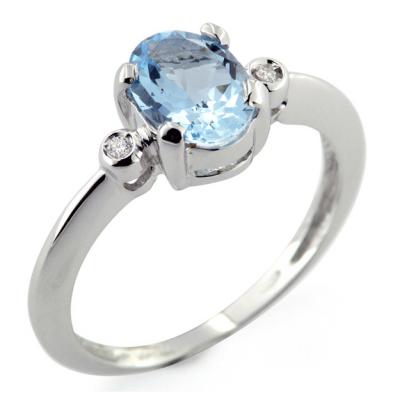 Anello Diamanti e Acquamarina 0.70 Ct