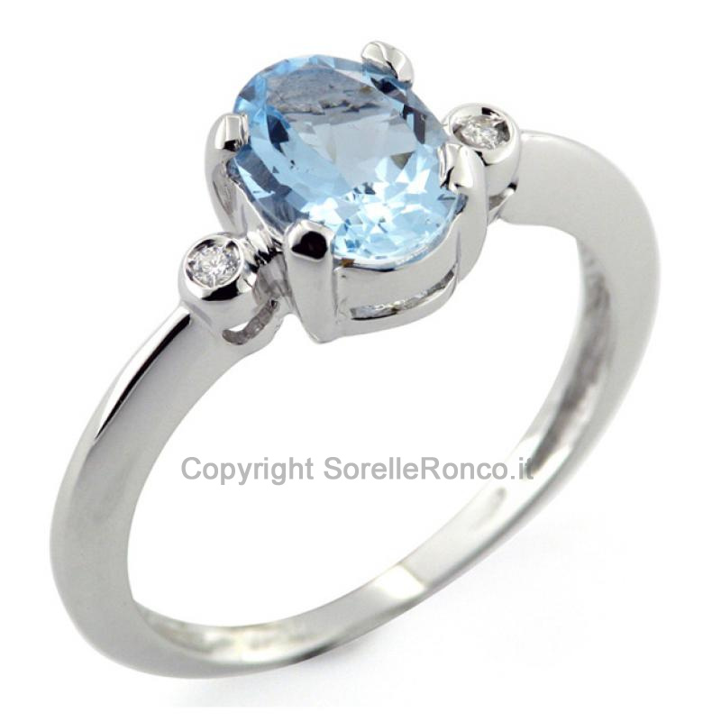 ANELLO DIAMANTI E ACQUAMARINA 0.70 CT