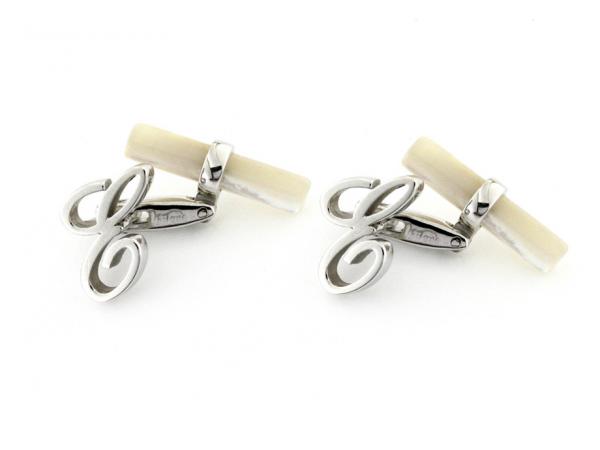 CF00911-E - Gemelli Madreperla Lettera E in Argento