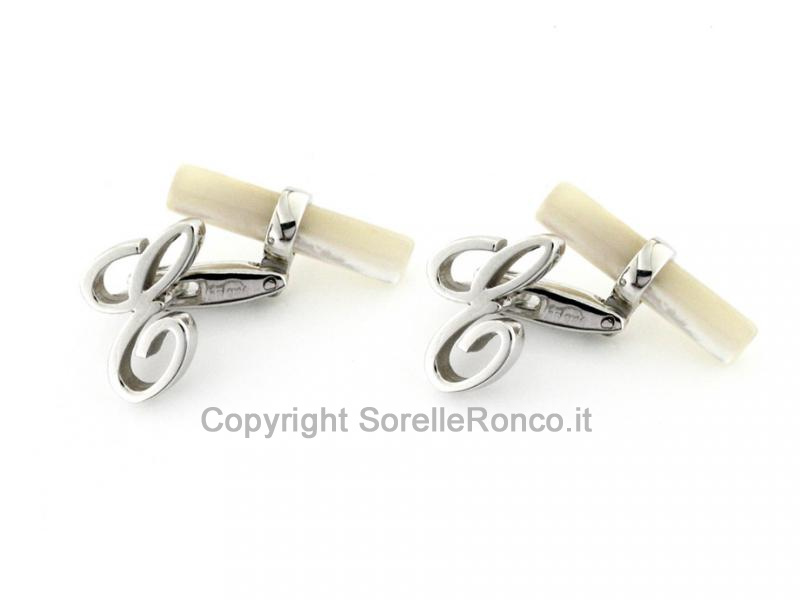 GEMELLI MADREPERLA LETTERA E IN ARGENTO