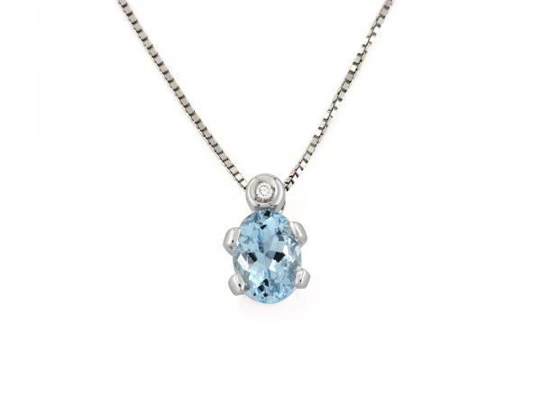 CF01015 - Collana con Pendente Acquamarina 0.70 Ct