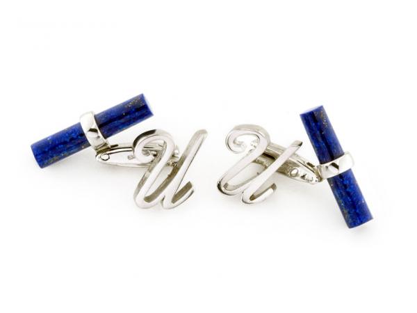 CF00969-U - Gemelli Argento e Lapislazzuli Lettera U