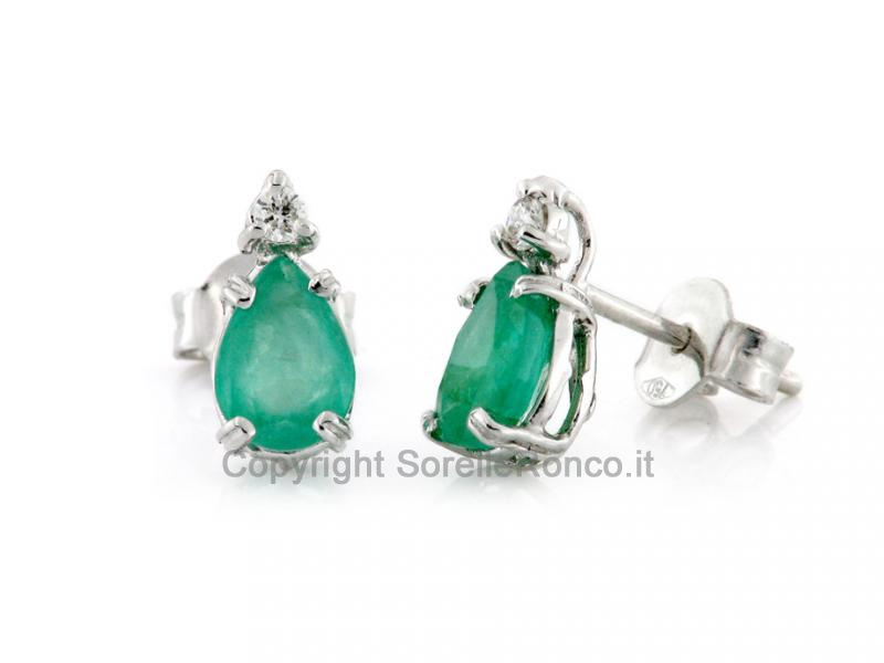 ORECCHINI CON SMERALDO GOCCIA E DIAMANTI