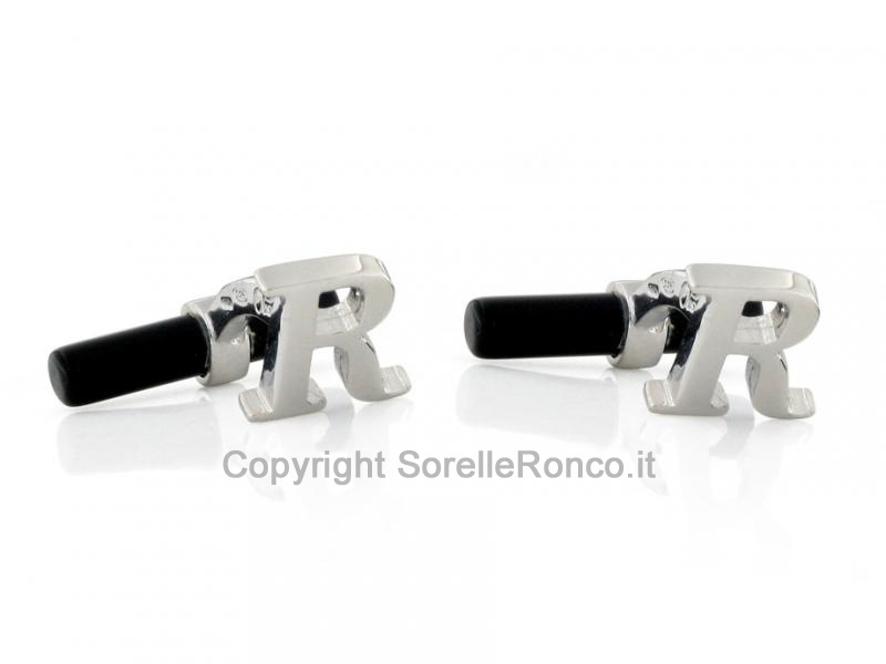 GEMELLI CON ONICE E LETTERA R IN ARGENTO
