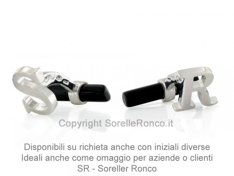 GEMELLI CON ONICE E LETTERA S IN ARGENTO