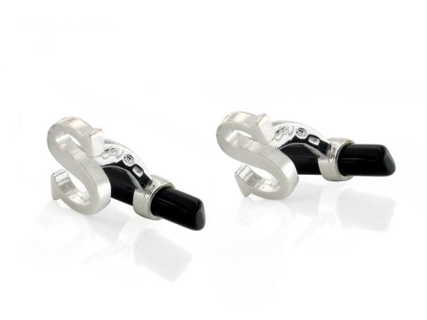 CF01272-S - Gemelli con Onice e Lettera S in Argento