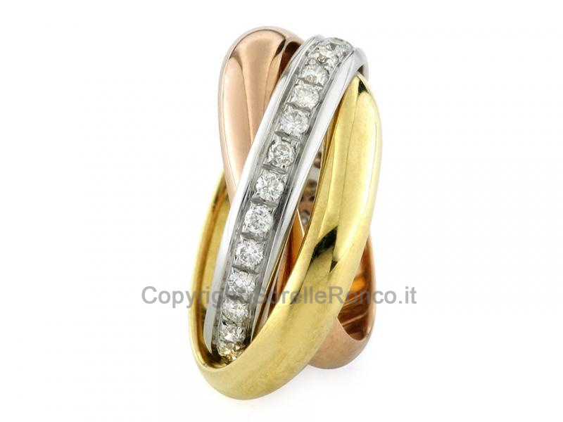 ANELLO TRINITY SATURNO 3 ORI E DIAMANTI