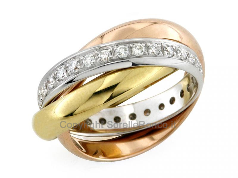 ANELLO TRINITY SATURNO 3 ORI E DIAMANTI