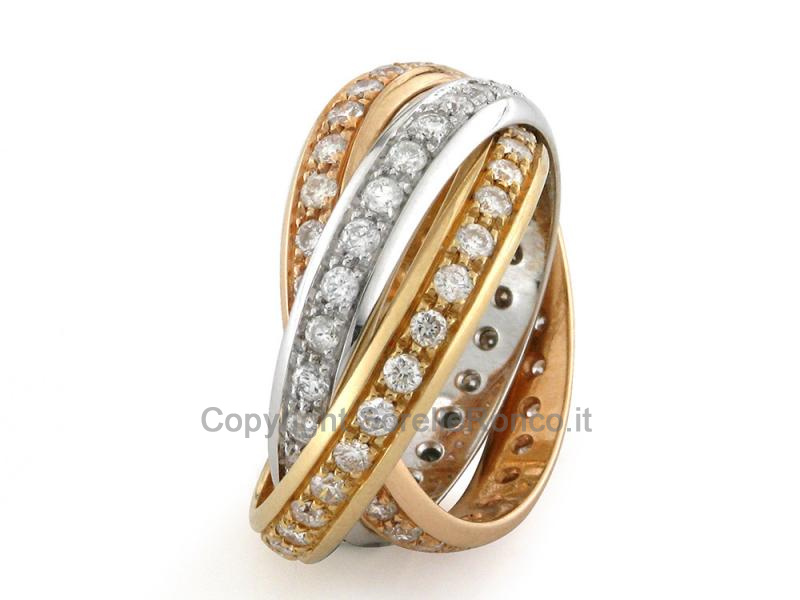 ANELLI IN TRIS ORO  18KT CON DIAMANTI DA 2 CT