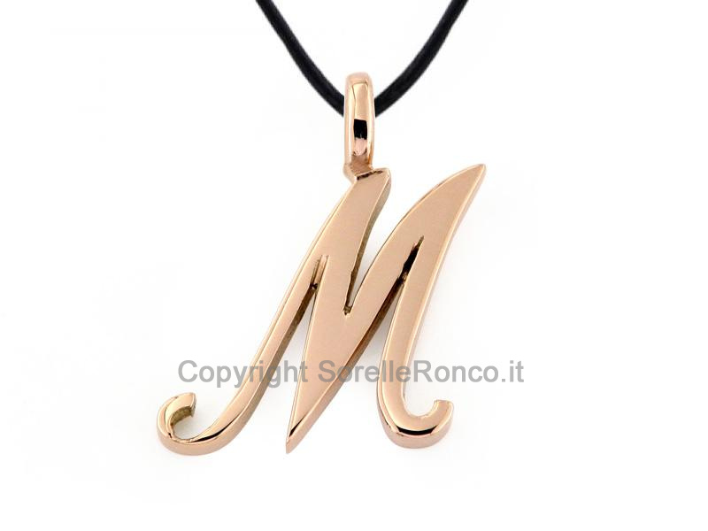 PENDENTE INIZIALE IN ORO ROSA LETTERA M