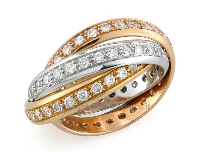 ANELLI IN TRIS ORO  18KT CON DIAMANTI DA 2 CT