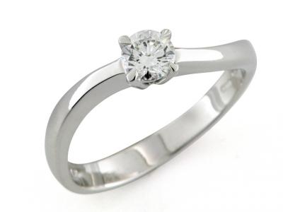 Anello Solitario a ONDA Oro Bianco e Diamante 0.40