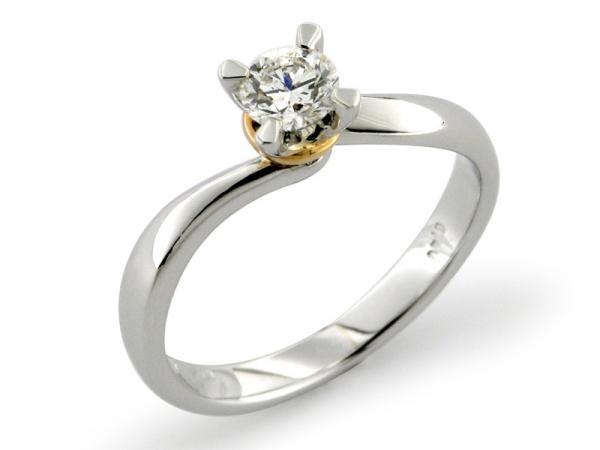 CF01126 - Solitario Oro Bianco e Rosa Brillante 0.24 Ct