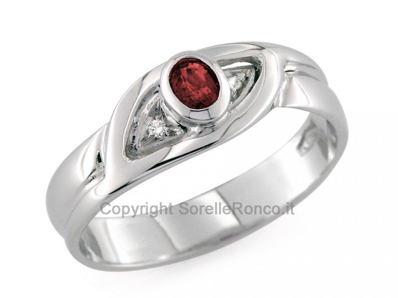 Anello Oro Diamanti e Rubino