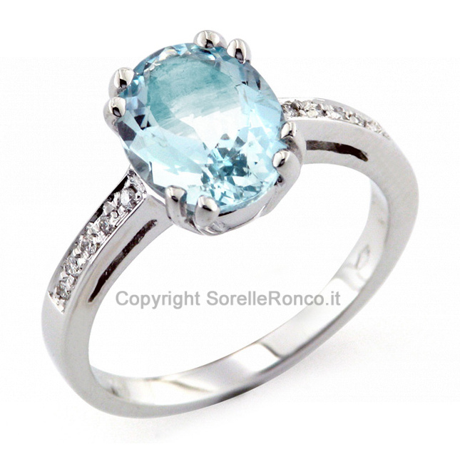 CF01152 - Anello Diamanti e Acquamarina 1.90 ct