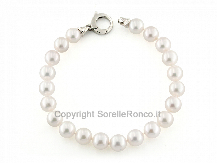 CF01160 - Bracciale Perle 7,5-8 con Chiusura Oro Bianco