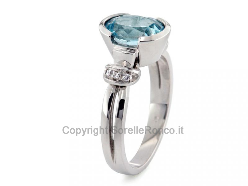 ANELLO ACQUAMARINA 1.60 CT CON DIAMANTI