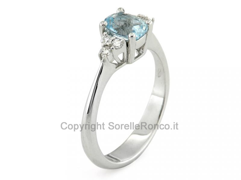 ANELLO ACQUAMARINA 0.60 CT  E DIAMANTI