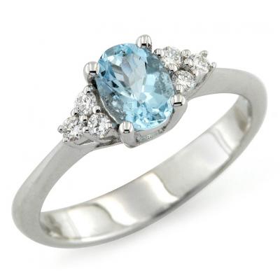 Anello Acquamarina 0.60 ct  e Diamanti