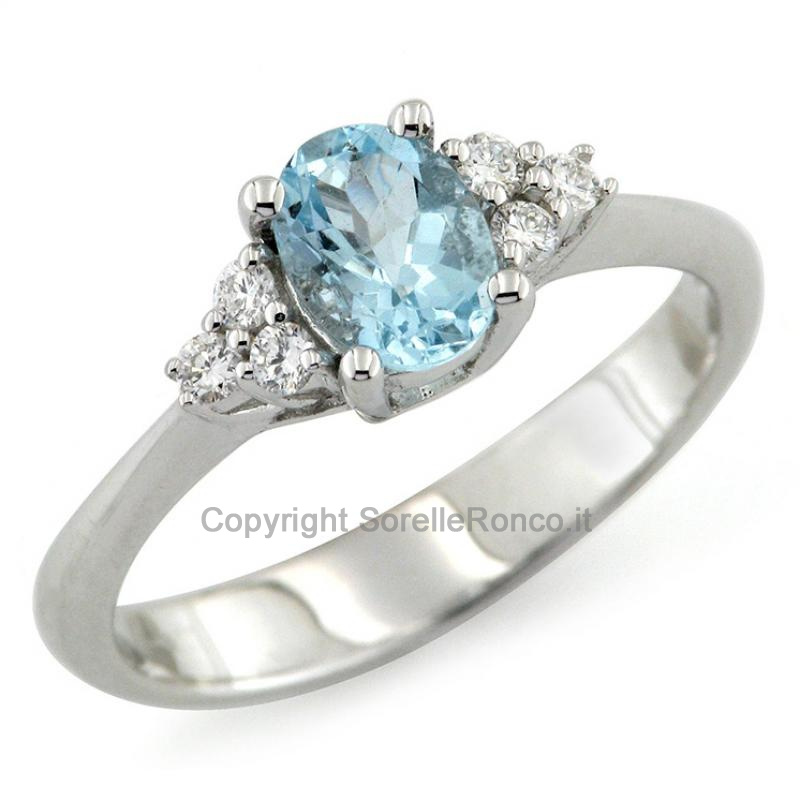 ANELLO ACQUAMARINA 0.60 CT  E DIAMANTI