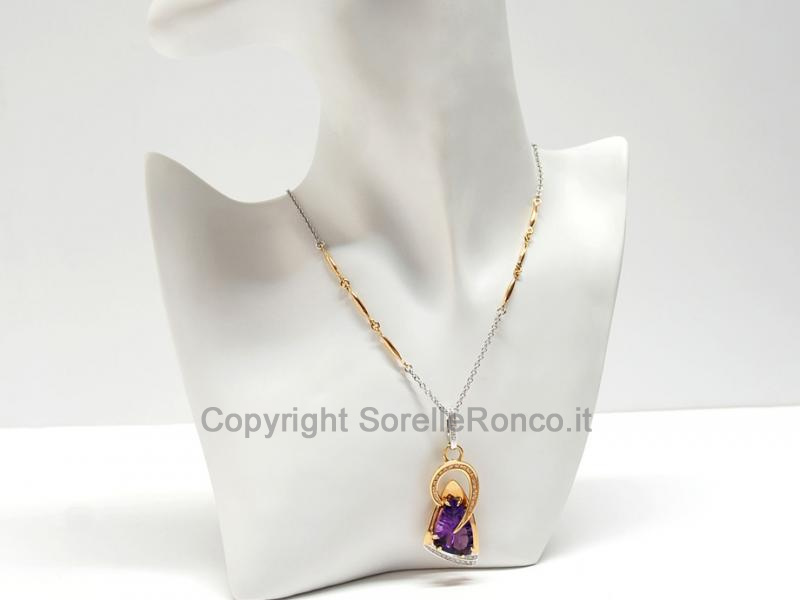 COLLANA CON AMETISTA 3.60 CT E DIAMANTI