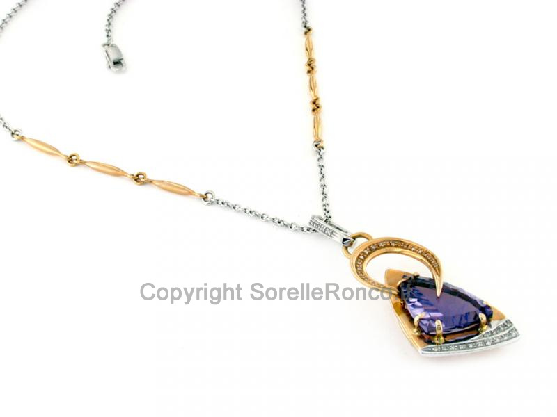 COLLANA CON AMETISTA 3.60 CT E DIAMANTI