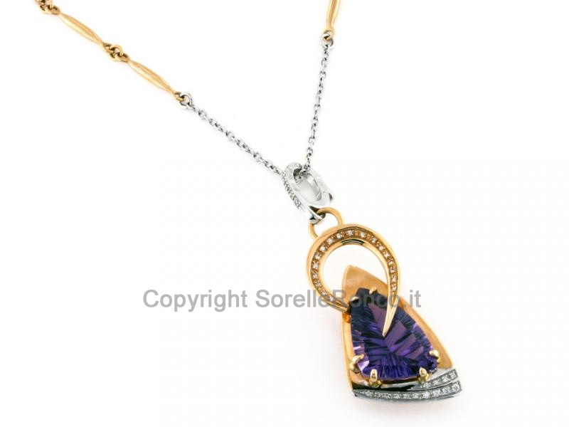 COLLANA CON AMETISTA 3.60 CT E DIAMANTI