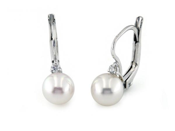 CF01290 - Orecchini Diamanti 3Griffe Perle 7.5-8mm