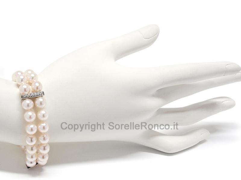BRACCIALE 2 FILI DI PERLE Ø 7.5-8 MM