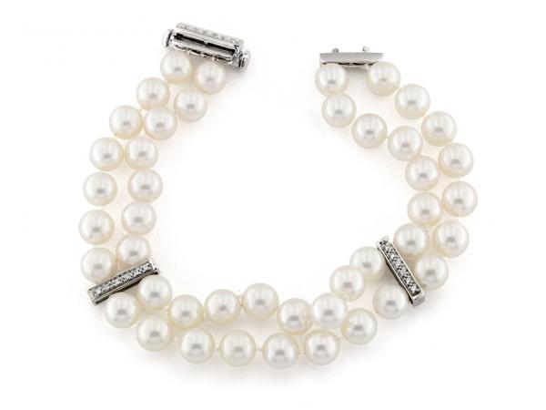 CF01292 - Bracciale 2 Fili di Perle ø 7.5-8 mm